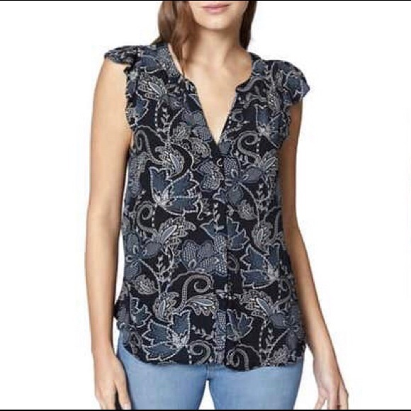 Sanctuary Ruffled Print Shell - Picture 1 of 1